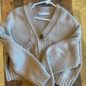 Zara Cropped Cardigan Sweater